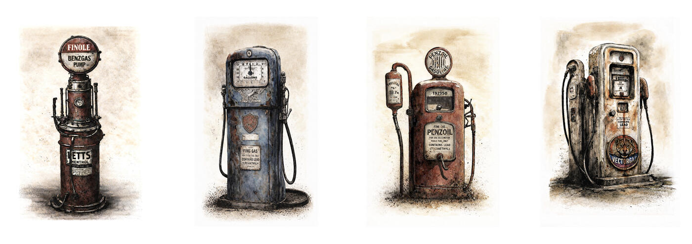 FUEL PUMP ENNUI - series of 4 individual prints (discount on purchase of all 4)