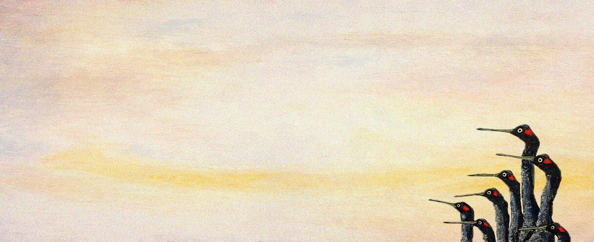 LONG-NECKED BIRDS CONTEMPLATE UNIVERSE